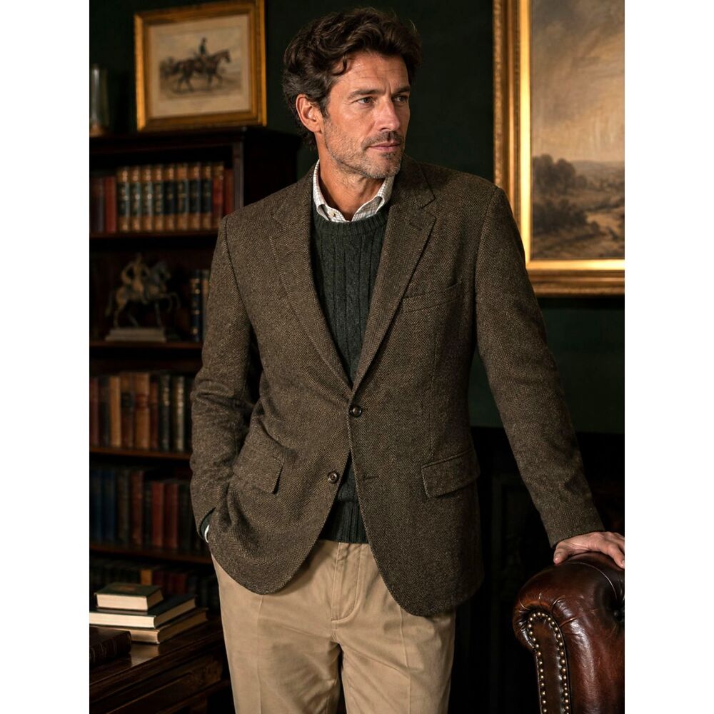 Polo Ralph Lauren Green Gray Chevron Wool Blazer Sports Coat Jacket Mens Size XL